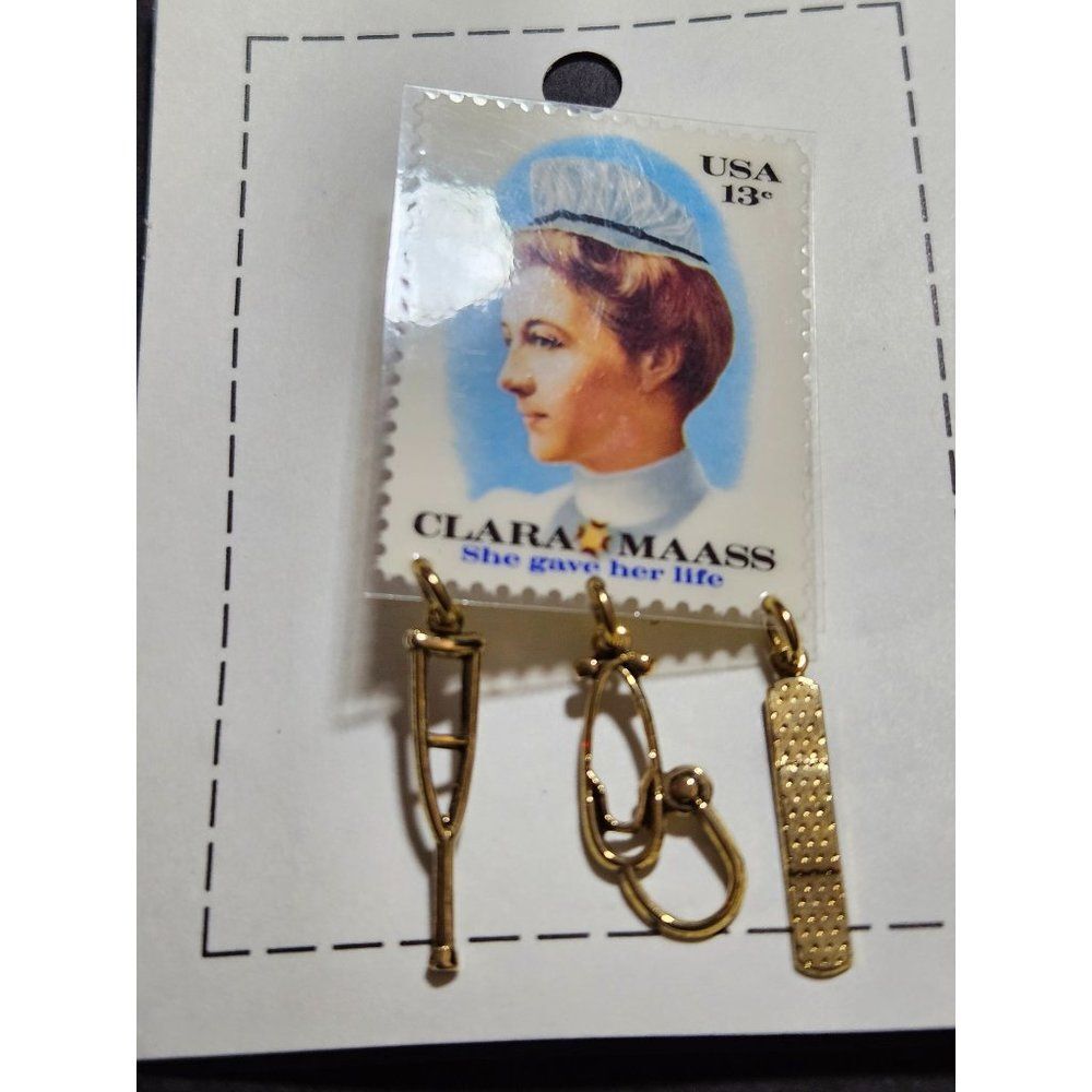 Clara Maass stamp brooch